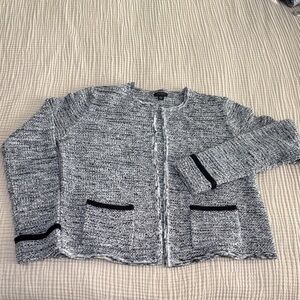 Ann Taylor Black & White Knit Tweed Sweater